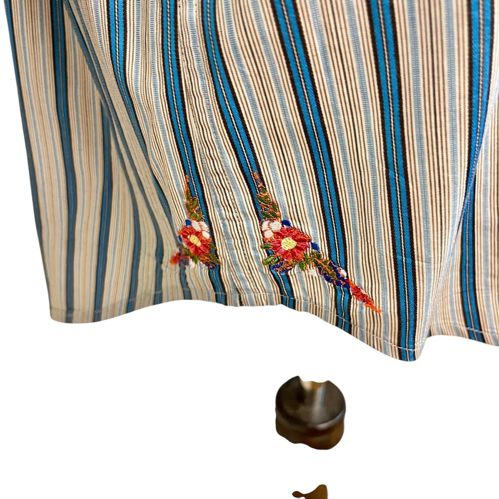ROBERT GRAHAM Long Sleeve Button Down Striped Mens Shirt XL Silk Fold Back Cuffs - Picture 4 of 14